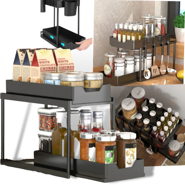 Double-Drawer Kitchen Spice Rack