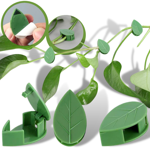 Pack of 20 Leaf-Shaped Adhesive Clips for Climbing Plants
