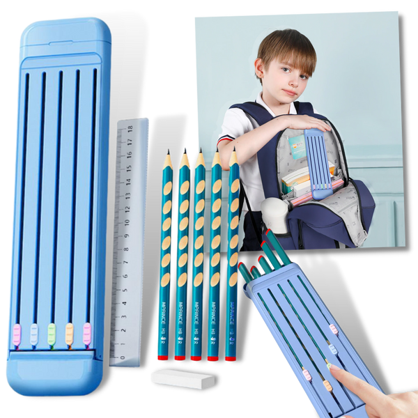 Hard Pencil Case with Pencils & Ruler